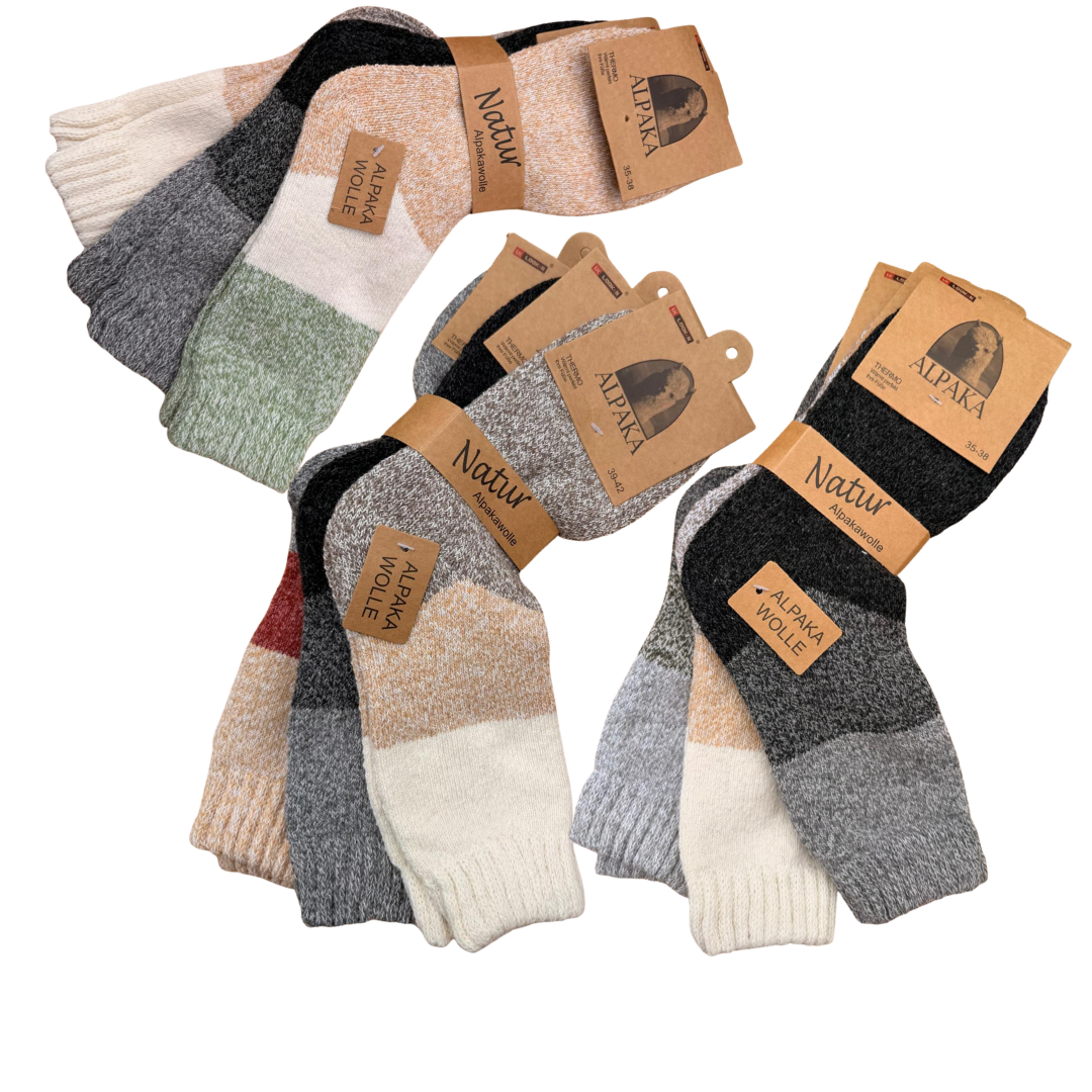 3/6/9er Pack Alpakasocken Damen & Herren 100% Alpakawolle, Warm & Atmungsaktiv 92121