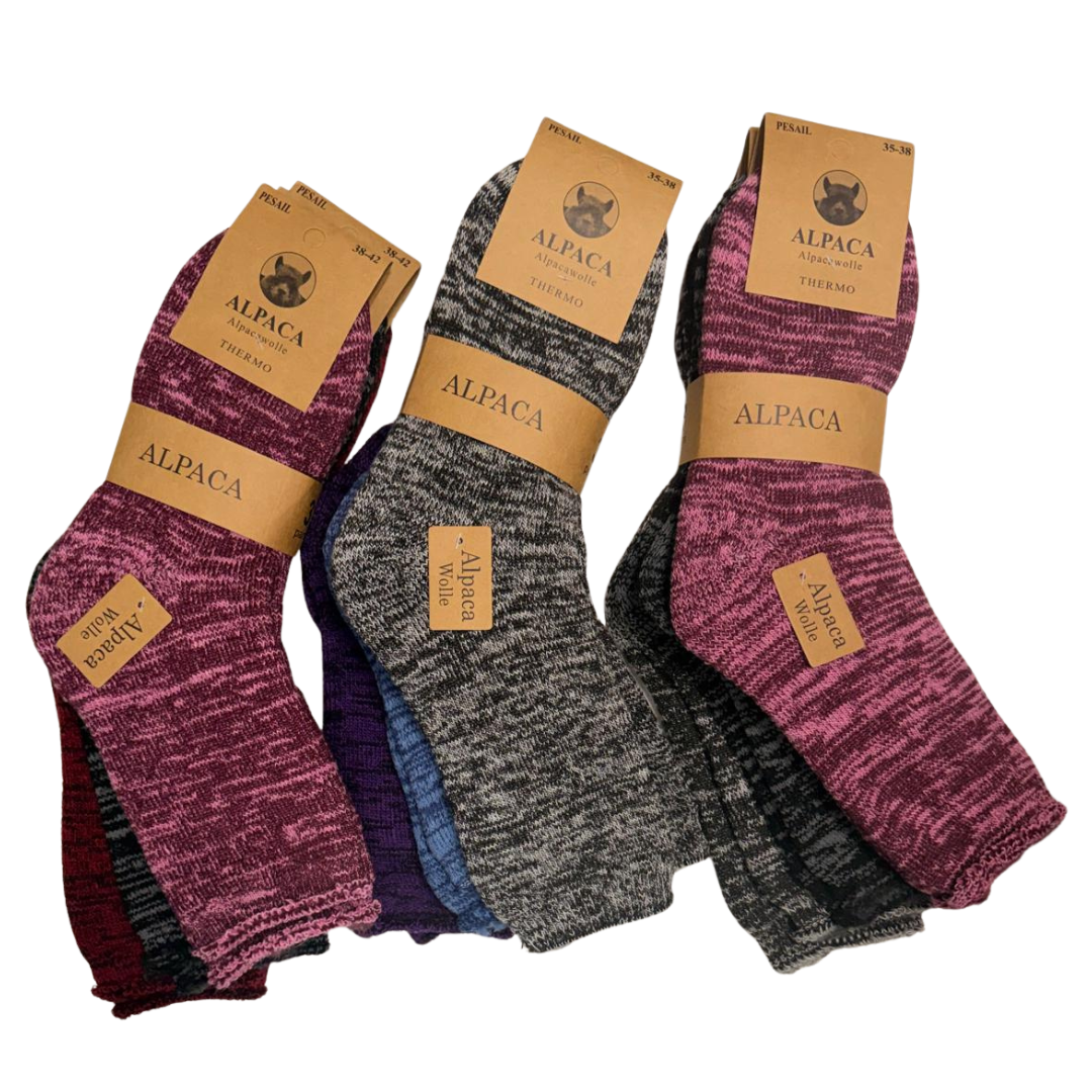 3/6/9er Pack Alpakasocken Damen & Herren Alpakawolle Thermo Warm & Atmungsaktiv WZ80