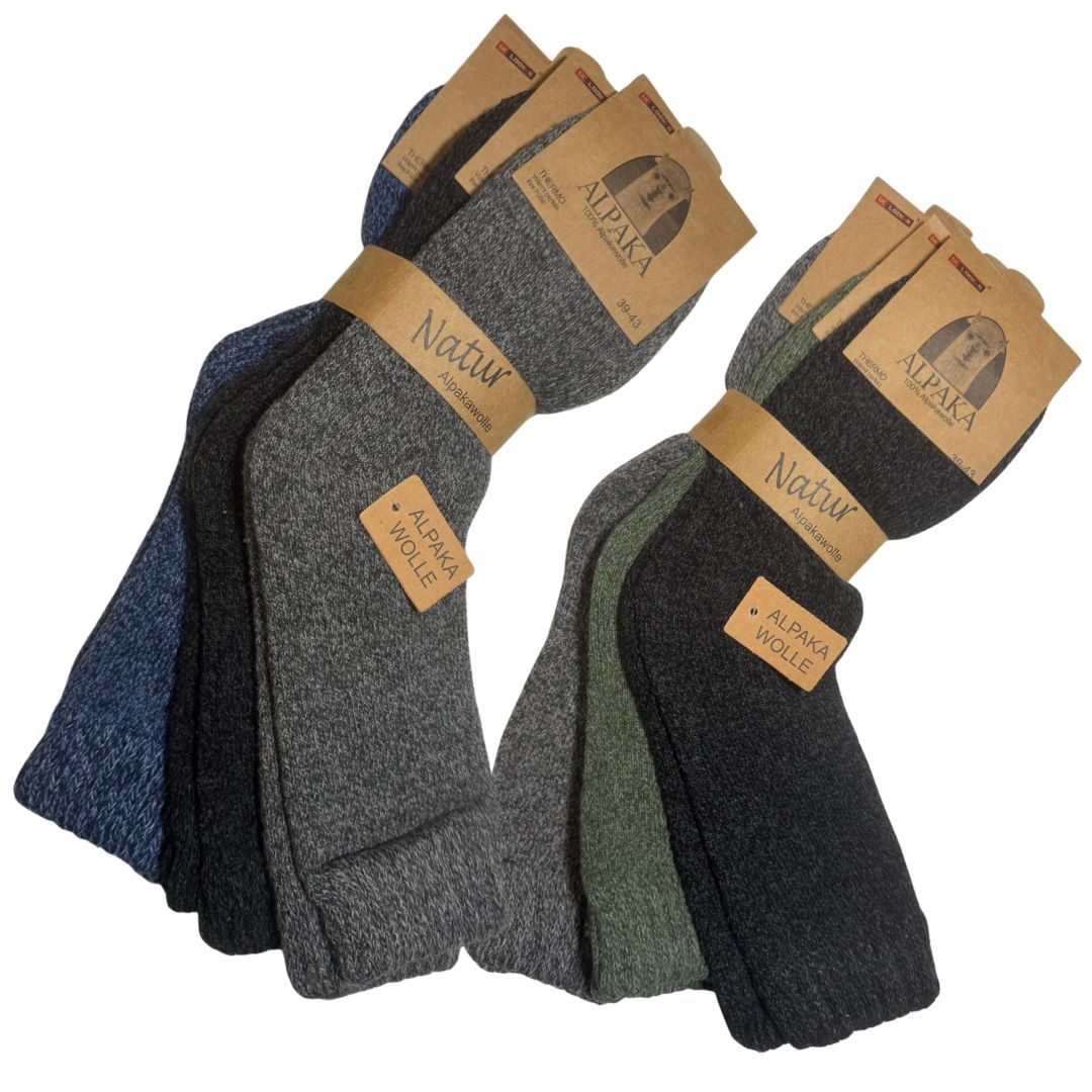 3er Pack Alpakasocken Damen & Herren 100% Alpakawolle Thermo Warm & Atmungsaktiv 91118