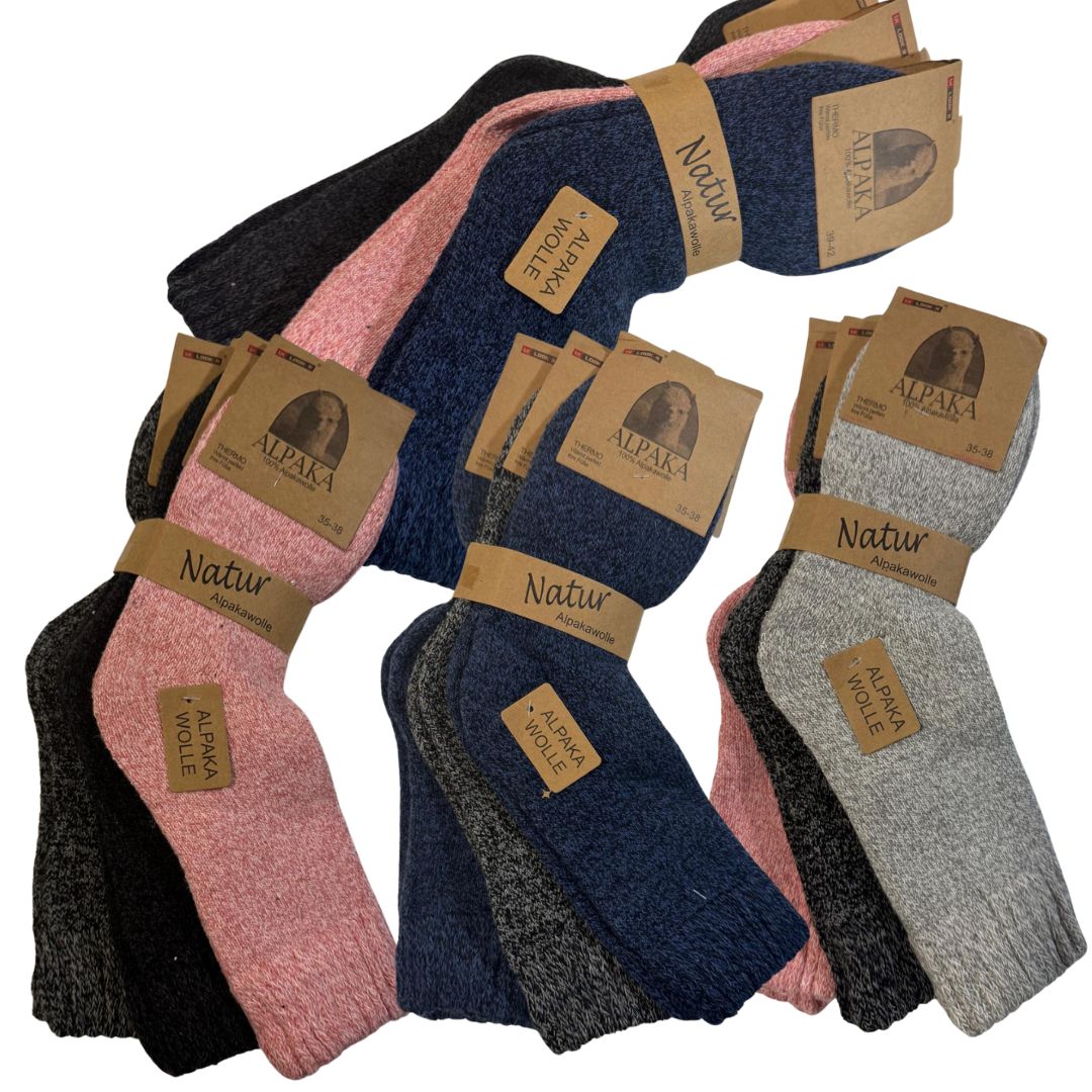 3er Pack Alpakasocken 35-42 100% Alpakawolle Thermo Warm & Atmungsaktiv 92113