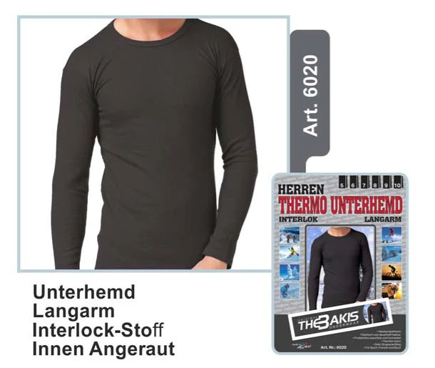 Thermounterhemd Langarm, Interlock-Stoff, Innen angeraut 6-13