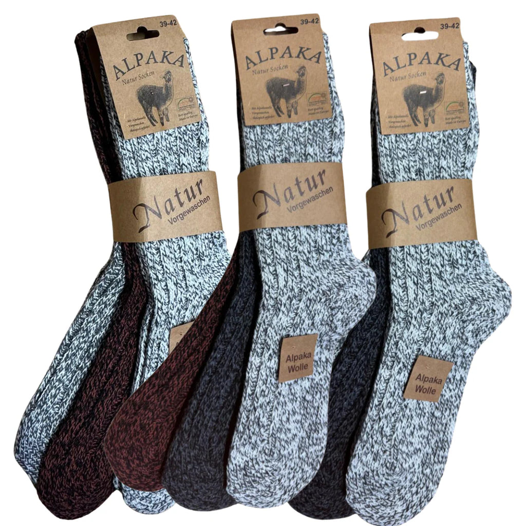 6 Paar Alpakasocken Wintersocken Alpakawolle warm dick Herren Damen 39-46