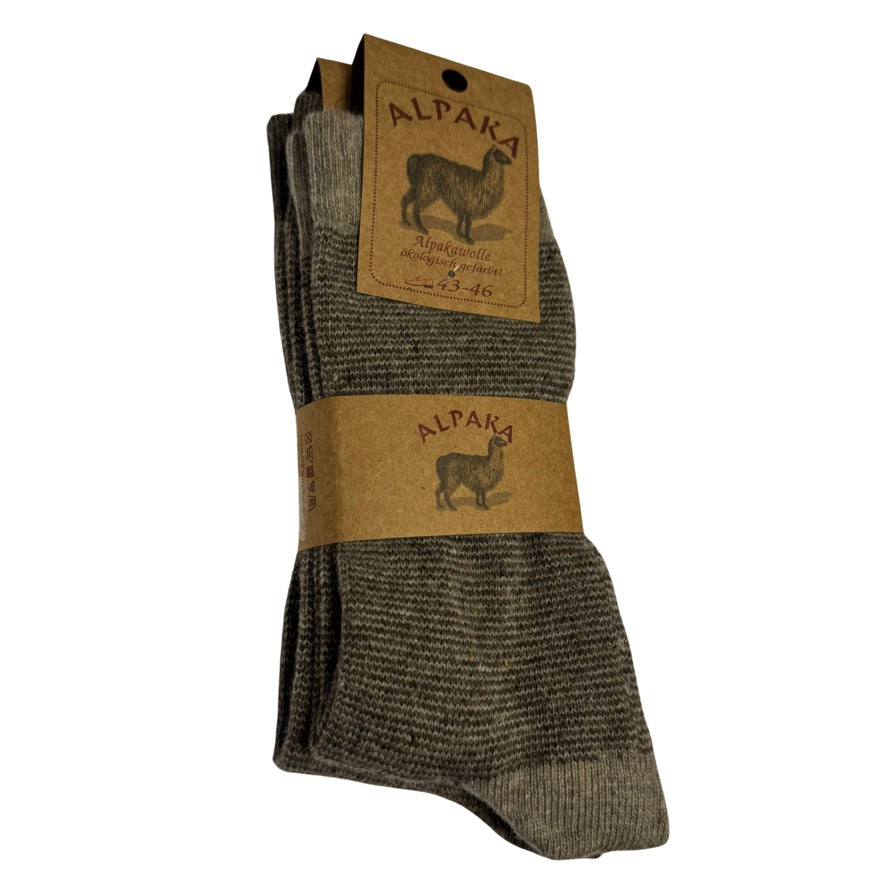 Alpaka Socken Herren Damen Beige Grau