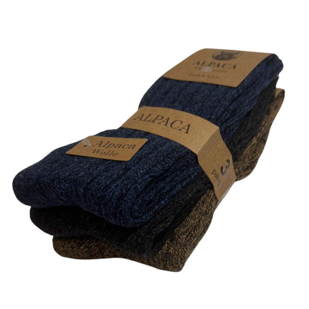 Alpaka Socken Wollsocken Outdoorsocken warm - 3 Paar verschiedene Farben 105/106