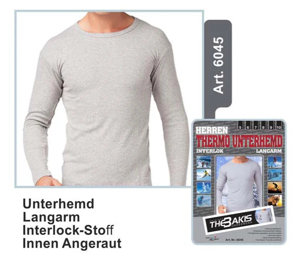 Thermounterhemd Langarm, Interlock-Stoff, Innen angeraut 6-13