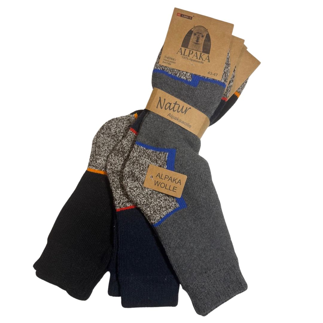 3er Pack Alpakasocken Damen & Herren 100% Alpakawolle, Warm & Atmungsaktiv 91102