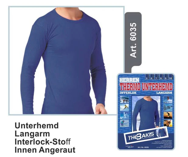 Thermounterhemd Langarm, Interlock-Stoff, Innen angeraut 6-13