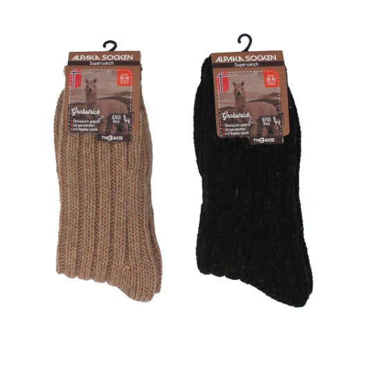 Alpaka Woll Socken Dicker Grobstrick 2er Pack Dick Mega warm
