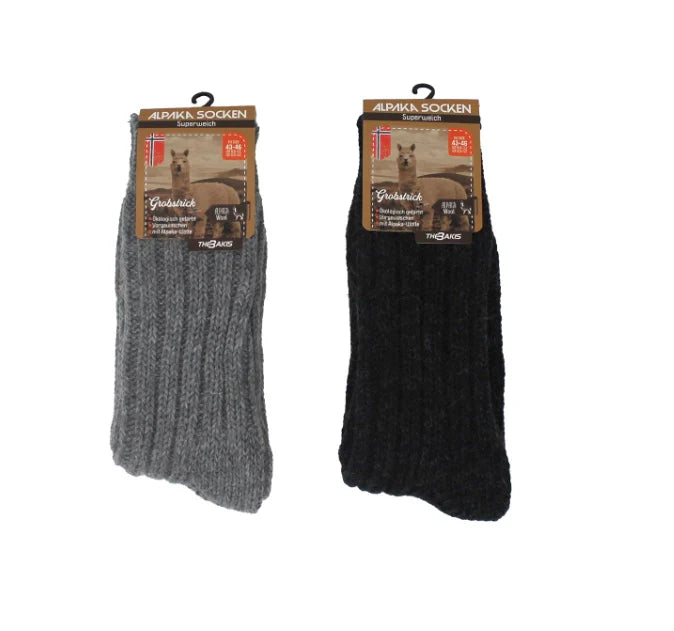 Alpaka Woll Socken Dicker Grobstrick 2er Pack Dick Mega warm