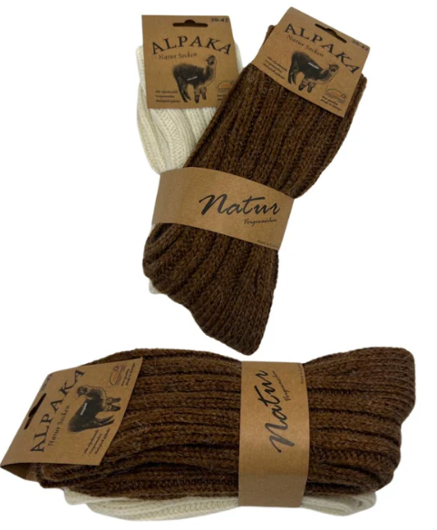 2 Paar Alpaka Socken Damen Wollsocken Schafswolle dick gestrickt Strümpfe
