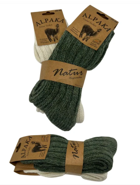 2 Paar Alpaka Socken Damen Wollsocken Schafswolle dick gestrickt Strümpfe