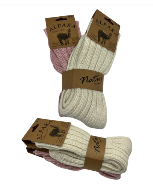 2 Paar Alpaka Socken Damen Wollsocken Schafswolle dick gestrickt Strümpfe