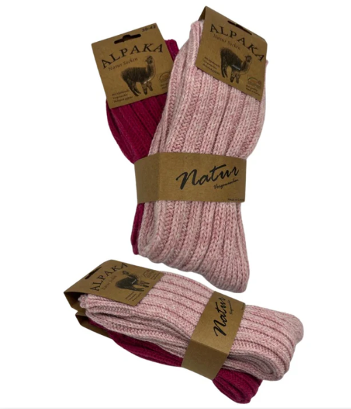 2 Paar Alpaka Socken Damen Wollsocken Schafswolle dick gestrickt Strümpfe