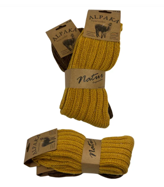 2 Paar Alpaka Socken Damen Wollsocken Schafswolle dick gestrickt Strümpfe