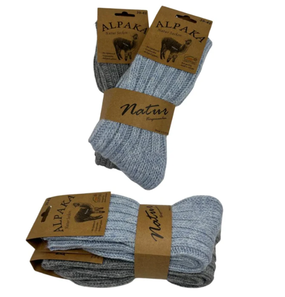 2 Paar Alpaka Socken Damen Wollsocken Schafswolle dick gestrickt Strümpfe