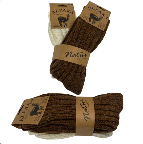 2 Paar Alpaka Socken Damen Wollsocken Schafswolle dick gestrickt Strümpfe