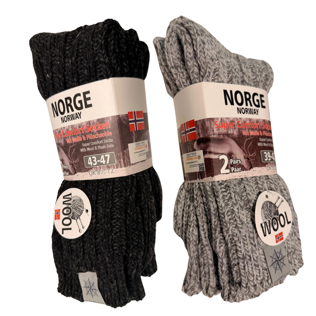 3/4/6 Paar Norwegersocken Herren Damen Wollsocken Schafswolle gestrickt Strümpfe
