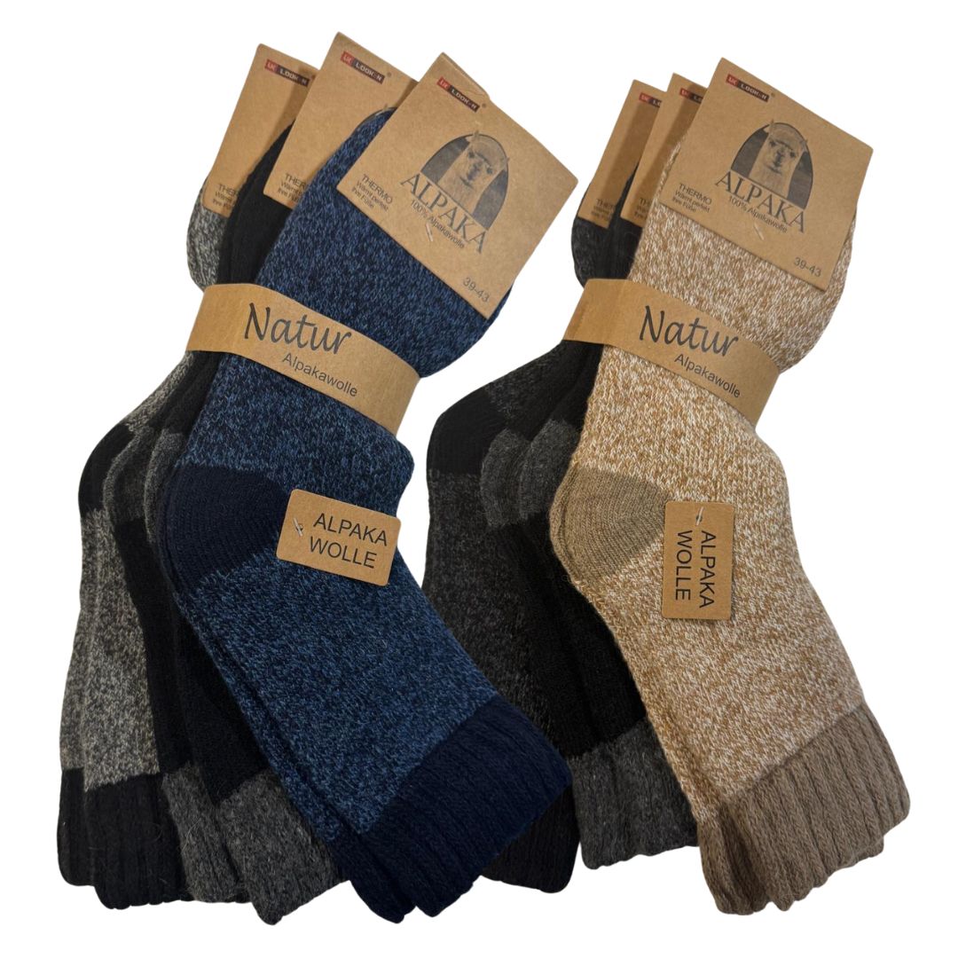 3er Pack Alpakasocken Damen & Herren 100% Alpakawolle Thermo Warm & Atmungsaktiv 9190