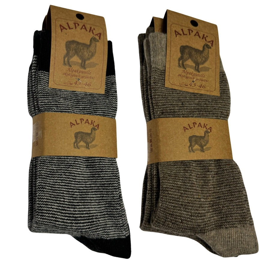 Alpaka Socken Herren Damen Beige Grau